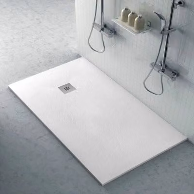 Piatto doccia rettangolare Karen INBAGNO in marmoresina bianco effetto pietra L: 200 cm, P: 70 cm, H: 3 cm