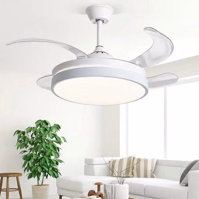Plafoniera Moderna con Ventilatore a Soffitto LED Trade Shop F7189 Bianca con Telecomando e Timer – 1
