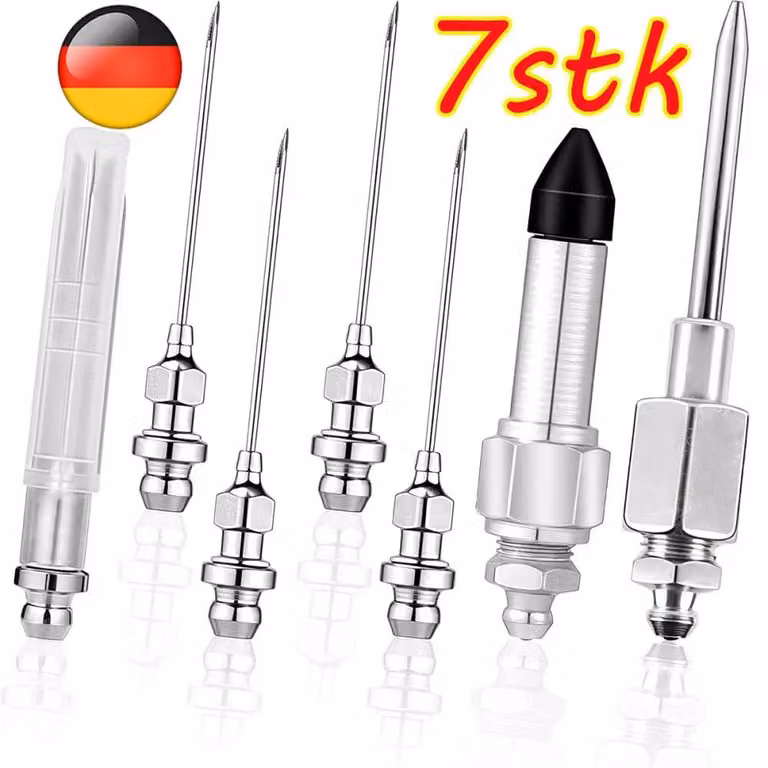 Set di 7 ugelli a ago per pistola a silicone, con adattatore e accessori in gomma, utensile