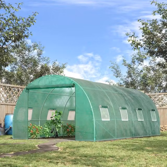 Serra da giardino REDOM in acciaio e plastica verde con finestre, L: 590 cm, P: 300 cm, H: 200 cm – 1