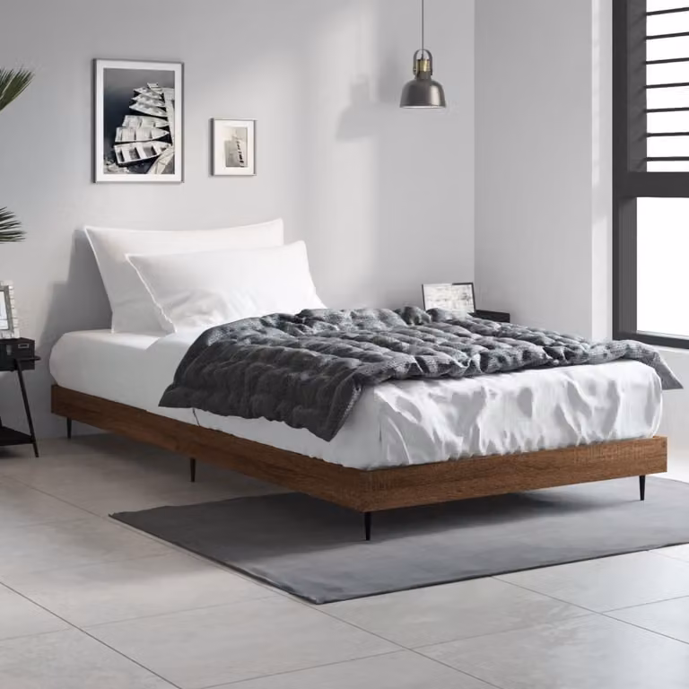 vidaXL Giroletto senza materasso in rovere marrone con doghe fisse in legno L/P/H: 190 x 90 x 20 cm