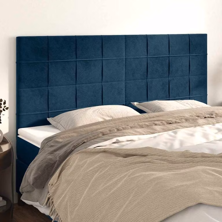 Testiera per letto vidaXL in velluto blu scuro, L: 200 cm, H: 128 cm, P: 5 cm