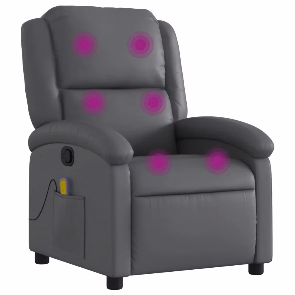 Poltrona Relax Reclinabile vidaXL in Similpelle Grigia con Braccioli e Imbottitura in Schiuma – 2