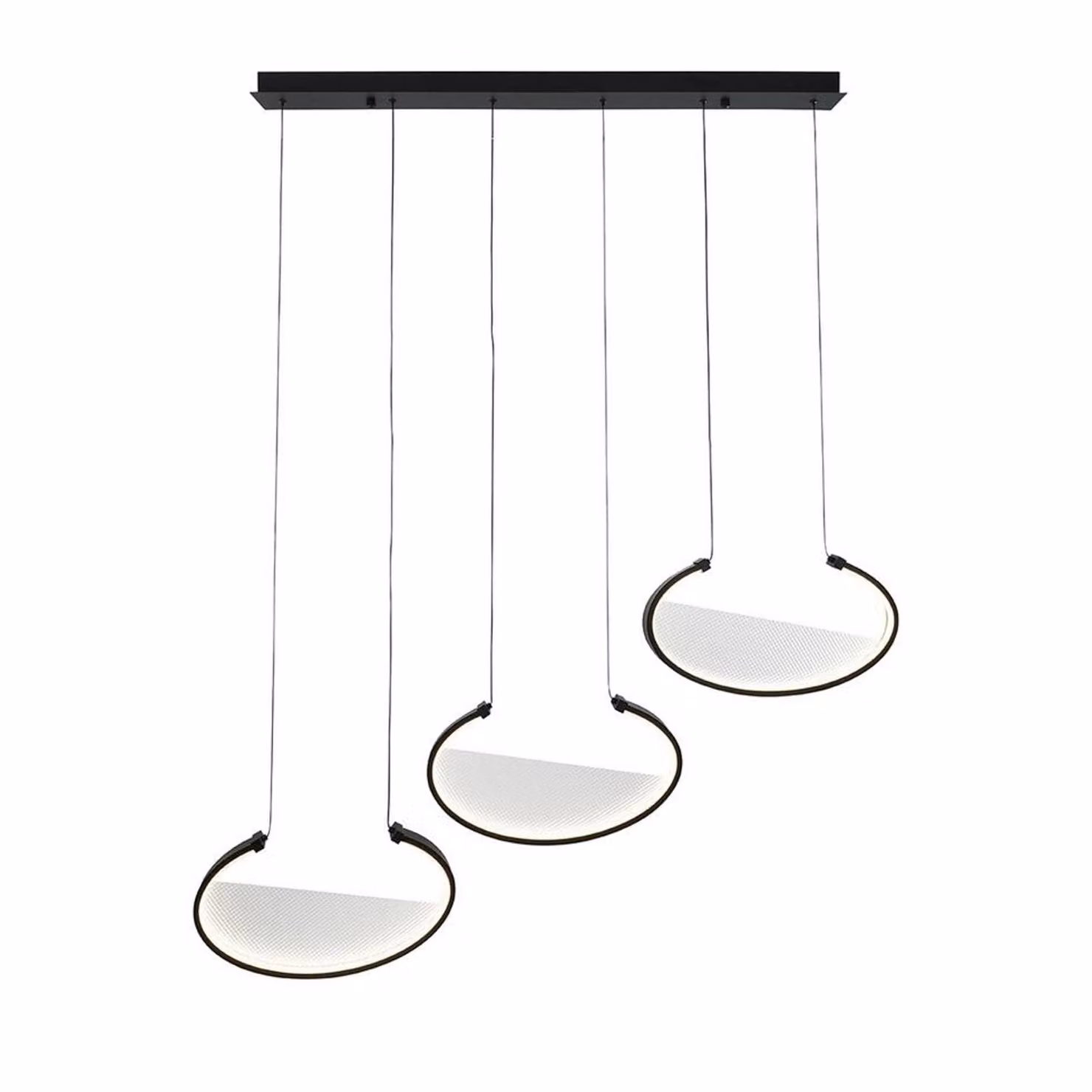 Viokef Lampada LED a sospensione Adele, lunghezza 117 cm, nero, metallo, 3 luci. Adele, Nero, Soggiorno / Sala da pranzo, Alluminio, Moderno