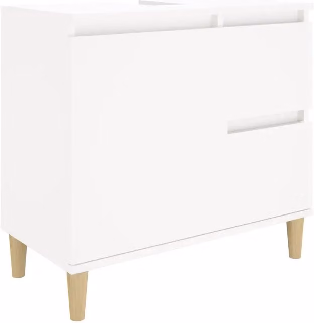 Mobiletto da bagno con 2 cassetti organizzazione flessibile 65 x 33 x 60 cm legno composito bianco 02_0048410