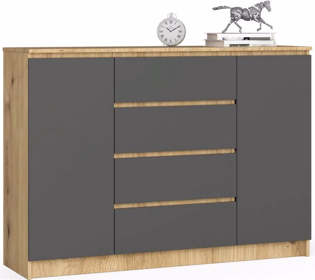 Grande cassettiera combinata SAVRILA - rovere artisan / grigio