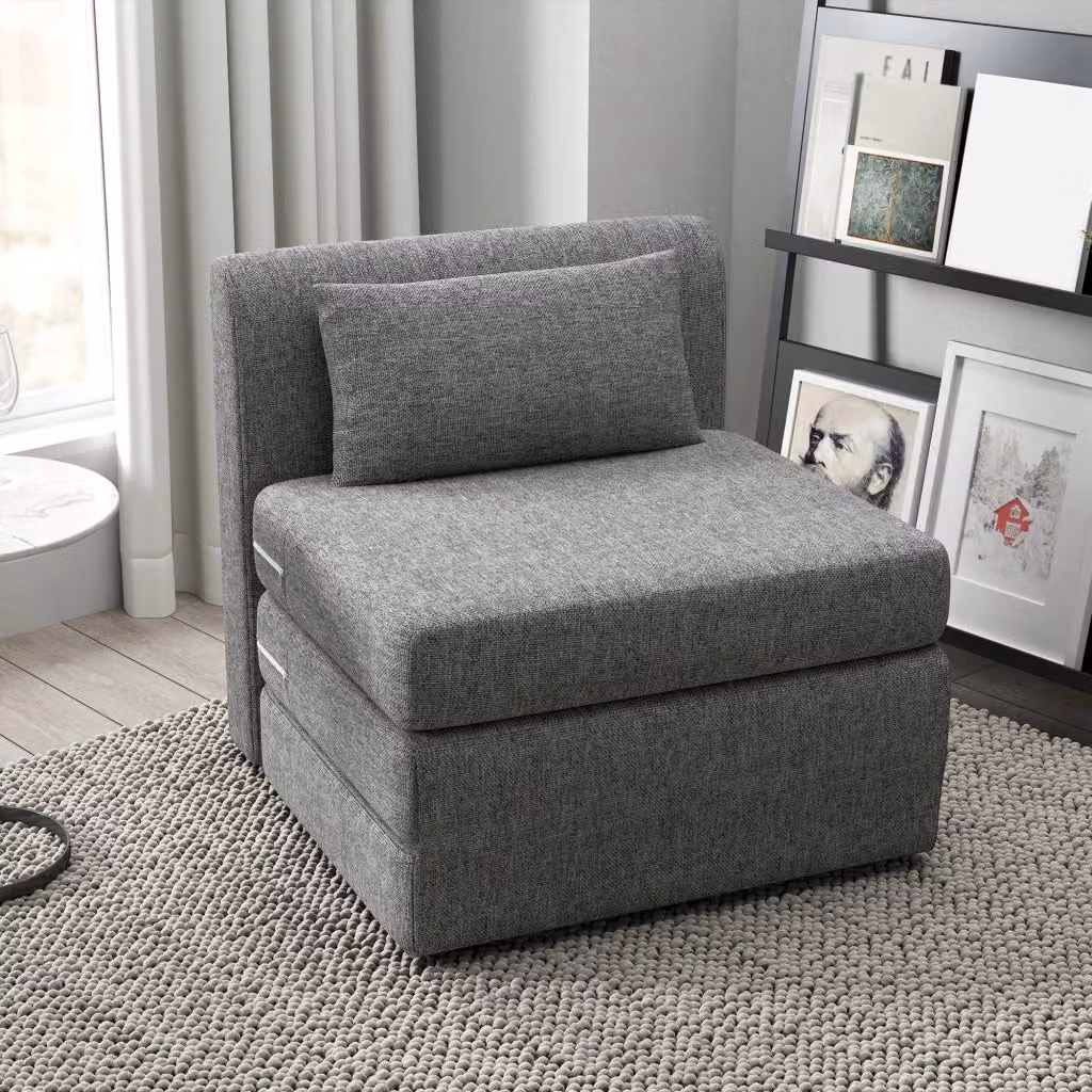 Poltrona Letto Singolo Salvaspazio GIORDANOSHOP in Tessuto Grigio L 80 x P 75 x H 74 cm – 2