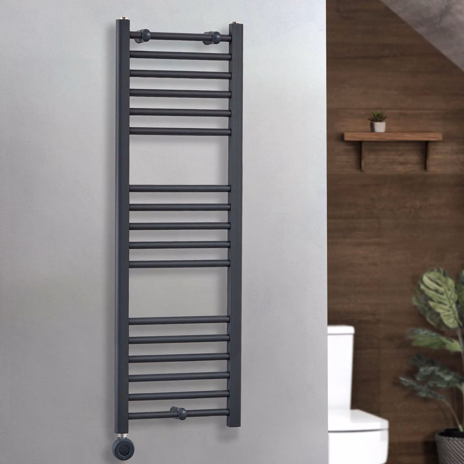 Scaldasalviette Elettrico Artle ECOSO by Hudson Reed Antracite con Elemento Termostatico Wi-Fi L: 40 cm, H: 120 cm
