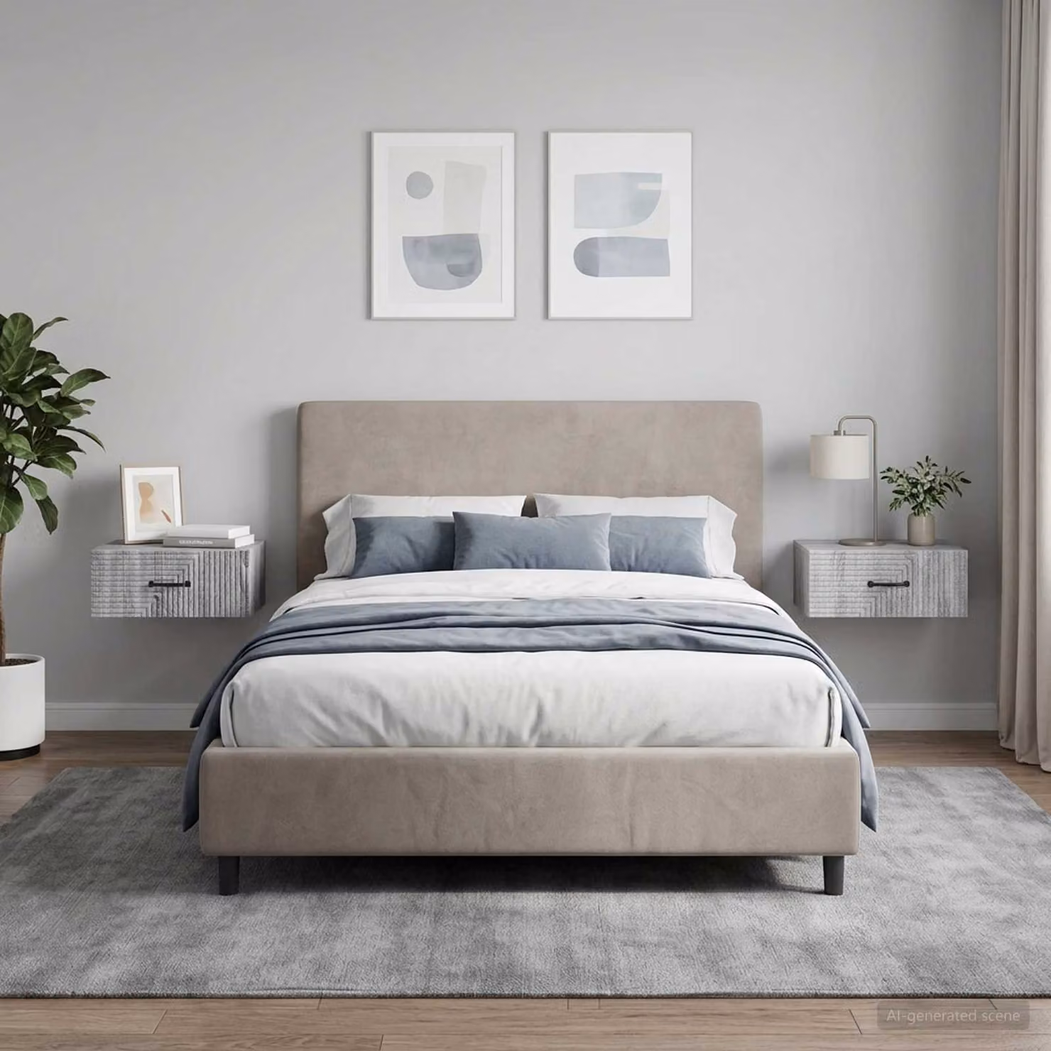 Set di 2 comodini sospesi vidaXL in stile moderno Grigio Sonoma L 49 cm, P 34,5 cm, H 20 cm