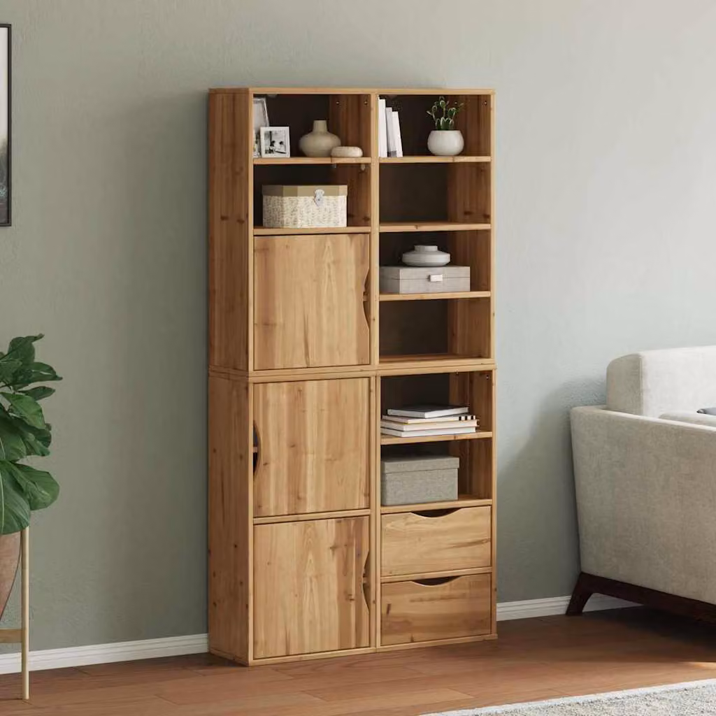 Set di 4 armadietti a muro vidaXL ODDA in legno di pino cerato marrone L/P/H: 40 x 24 x 79 cm – 1
