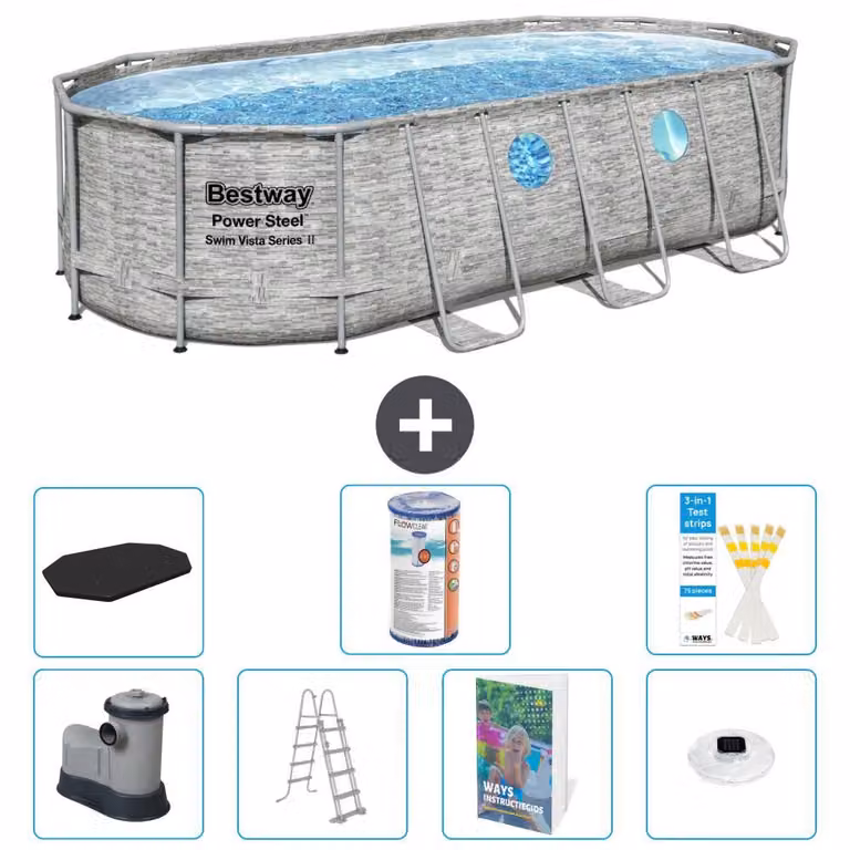 Bestway Power Steel, piscina ovale - 549x274x122 cm - composta da 6 parti, modello S622