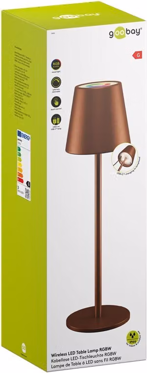 Lampada da tavolo LED a batteria RGBW, bronzo