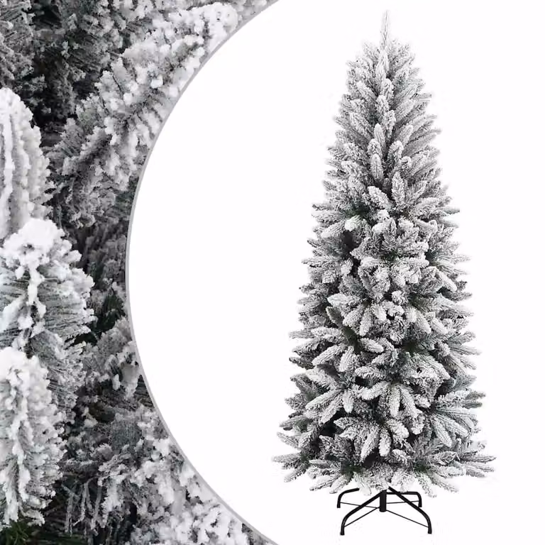 Albero di Natale Artificiale con Neve Floccata vidaXL, Verde e Bianco, Altezza: 150 cm
