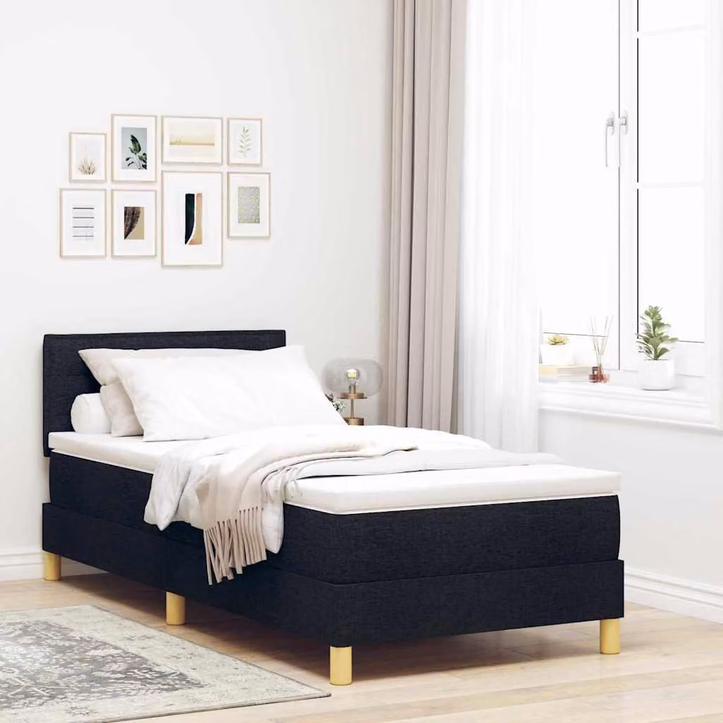 Maison Exclusive - Letto boxspring a LED con testiera nera 80 x 200 cm in tessuto