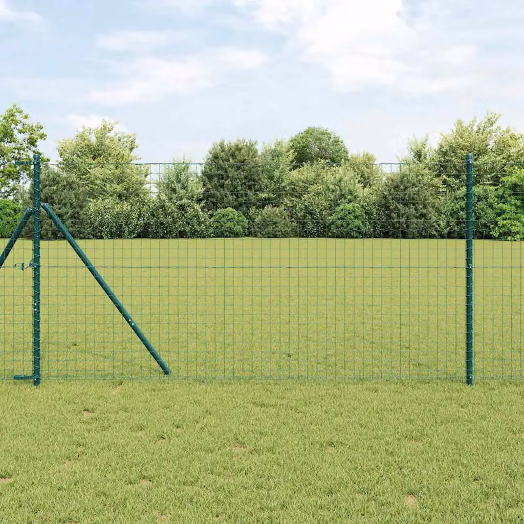 Recinzione Euro vidaXL in ferro rivestito in PVC Verde, H: 1 m x L: 25 m