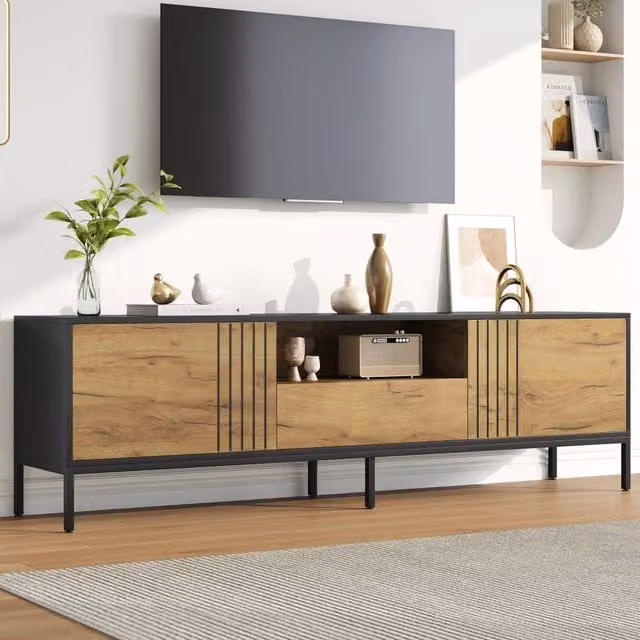 Mobile TV con 2 ante 1 cassetto e vani aperti in pannello truciolare per televisori fino a 70 pollici 170 × 35 × 50 cm