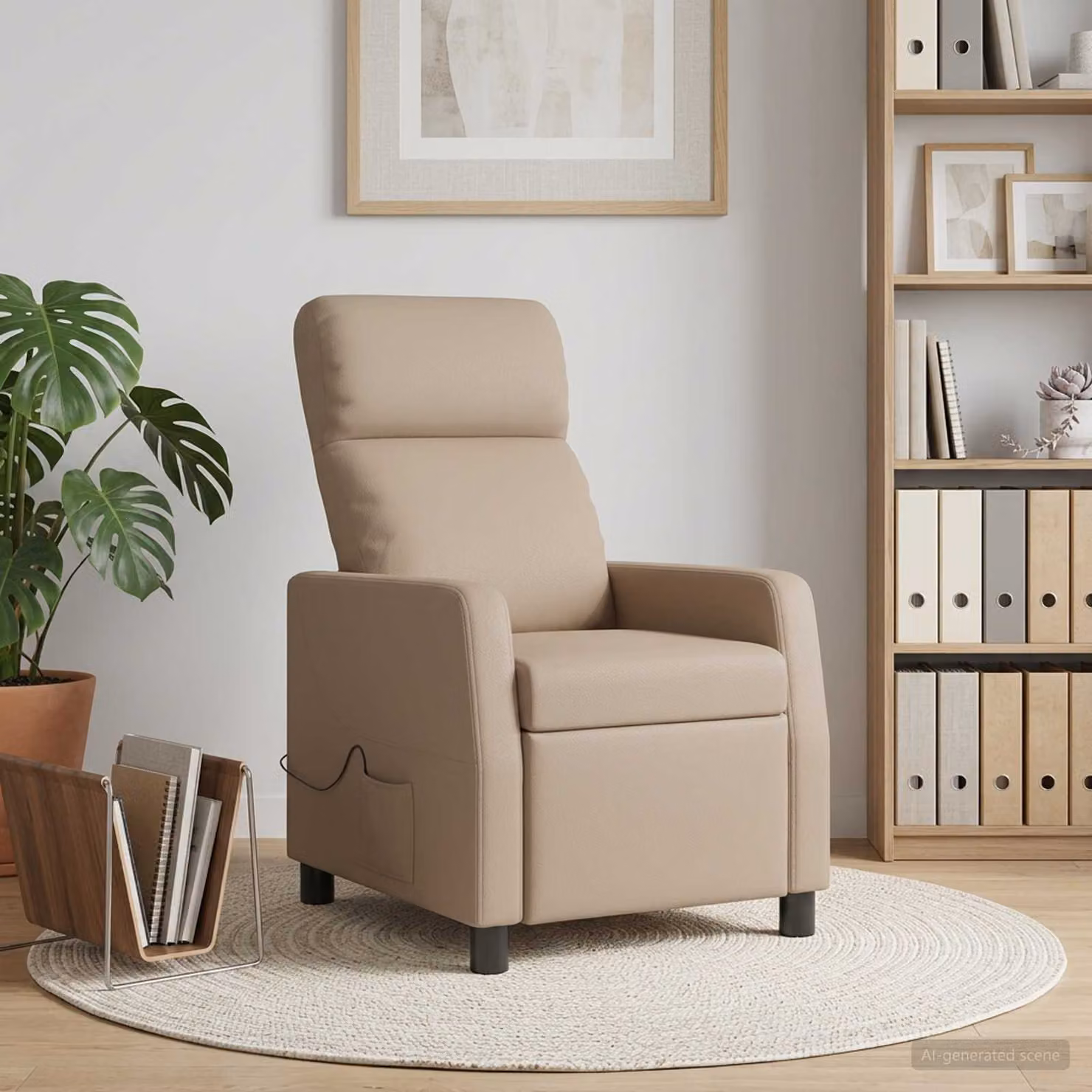 vidaXL Poltrona Relax Recliner in Similpelle Beige e Marrone con Braccioli
