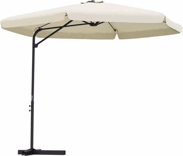 Ombrellone da esterno HELLOSHOP26 con palo centrale in acciaio e copertura in poliestere, colore bianco sabbia, diametro: 300 cm