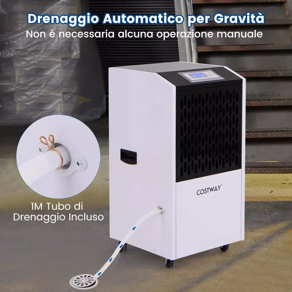 Costway Deumidificatore Commerciale e Industriale da 118L per Grandi Spazi fino a 790mq, Bianco – 2