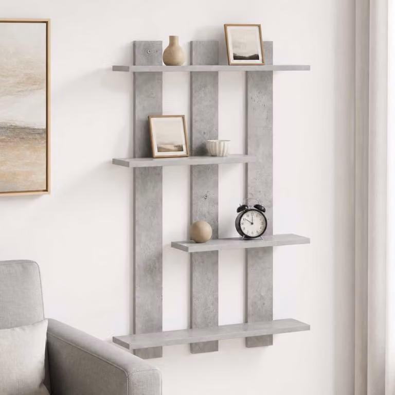 Scaffale da parete moderno vidaXL Grigio, L 61 cm x P 13,5 cm x H 88 cm