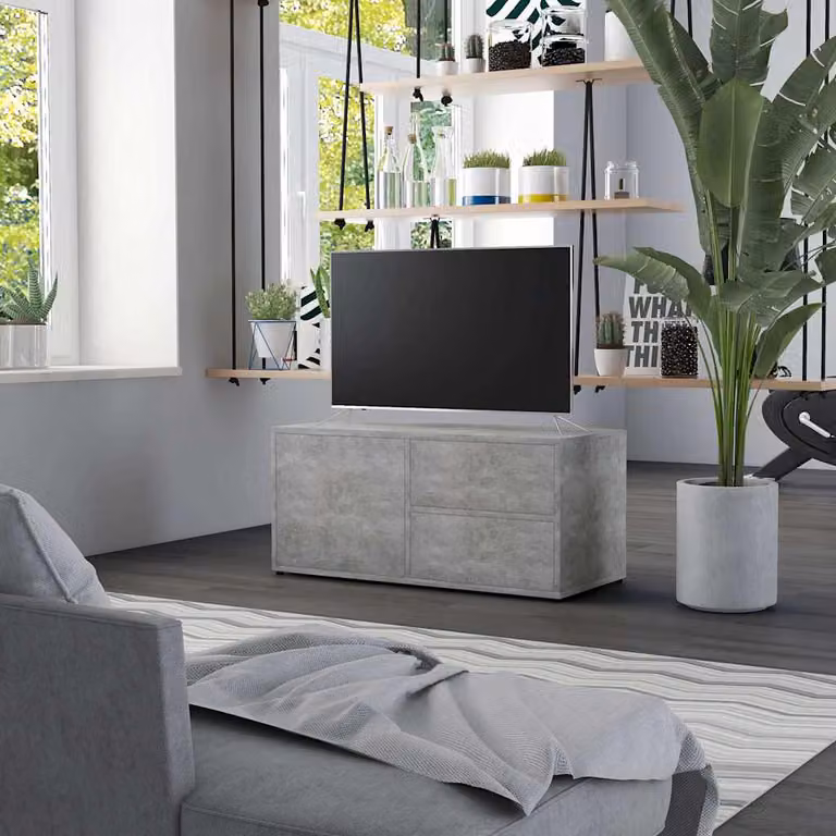 vidaXL Mobile Porta TV Grigio Cemento in Legno e MDF L: 80 cm, P: 34 cm, H: 36 cm