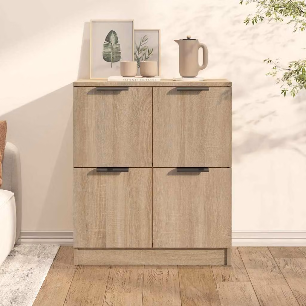Credenza moderna vidaXL in legno multistrato e MDF, colore rovere sonoma beige e marrone, L: 60 cm, P: 30 cm, H: 70 cm