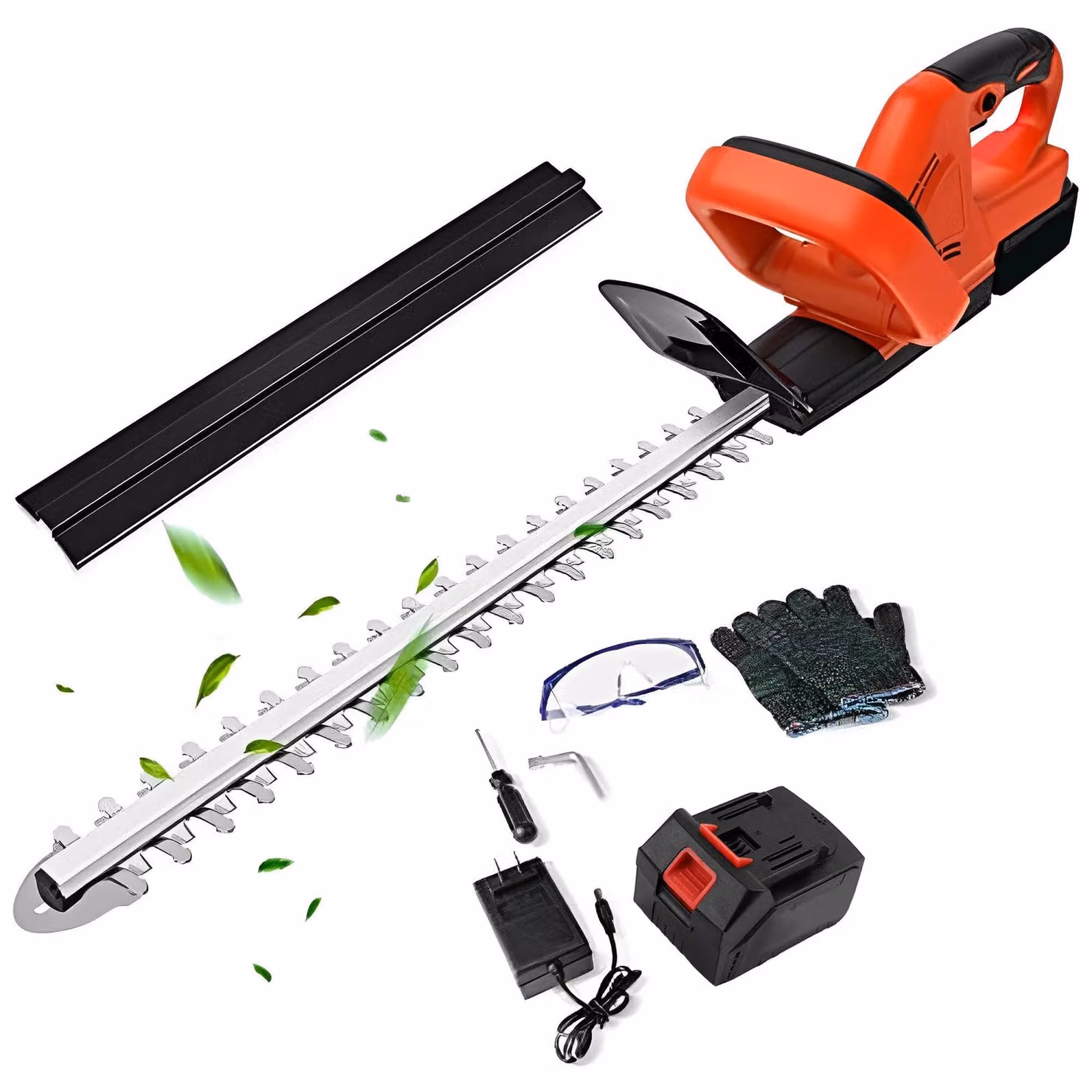 Potatore elettrico per siepi - Potatore a batteria per siepi - Potatore per siepi - Tagliabordi per siepi - 21V - Lama a doppio taglio da 22 pollici