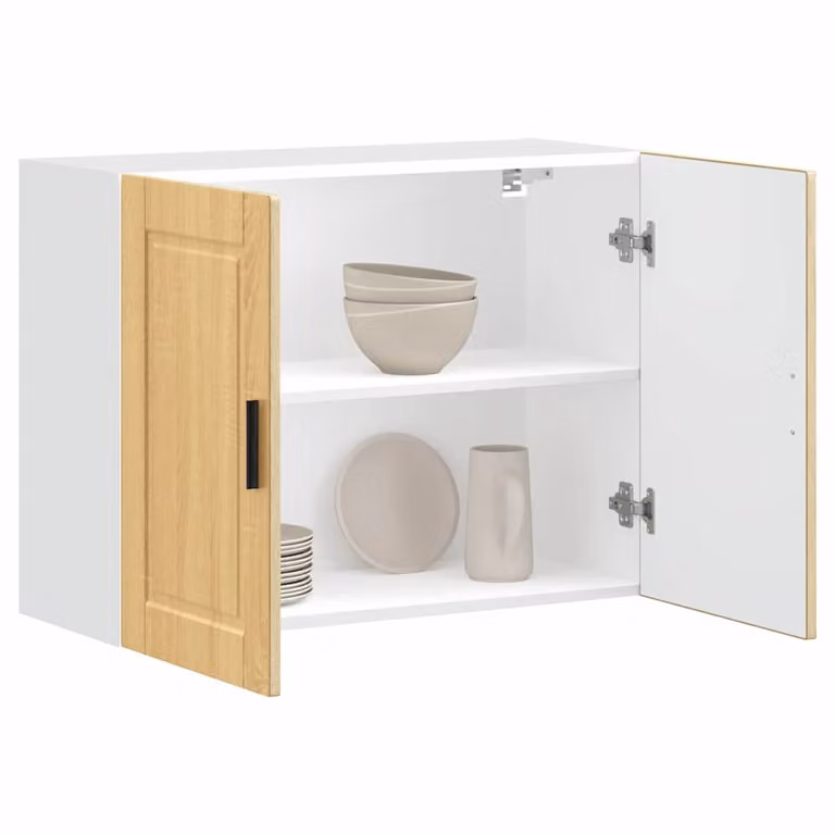 Pensile da cucina moderno vidaXL Porto in legno multistrato e MDF, bianco e marrone, L: 80 cm, H: 60 cm, P: 31 cm