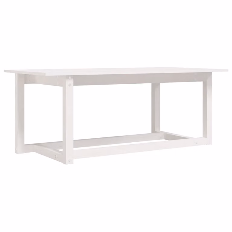 Tavolino da Salotto Bianco 110x55x45 cm Legno Massello di Pino