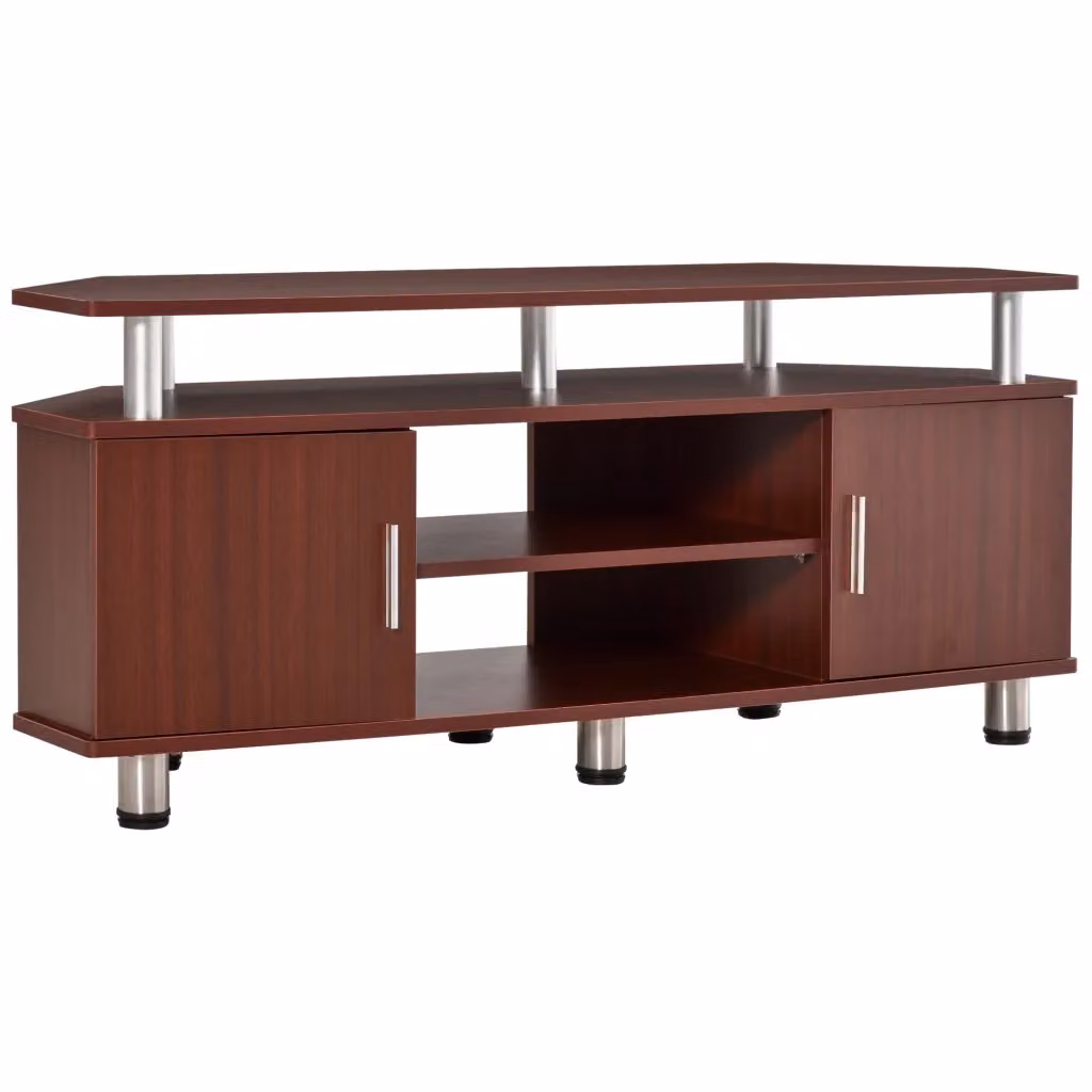 Mobile Porta TV Classico per Soggiorno in MDF e Metallo, Marrone e Nero, L 120 x P 39.5 x H 52 cm – 2