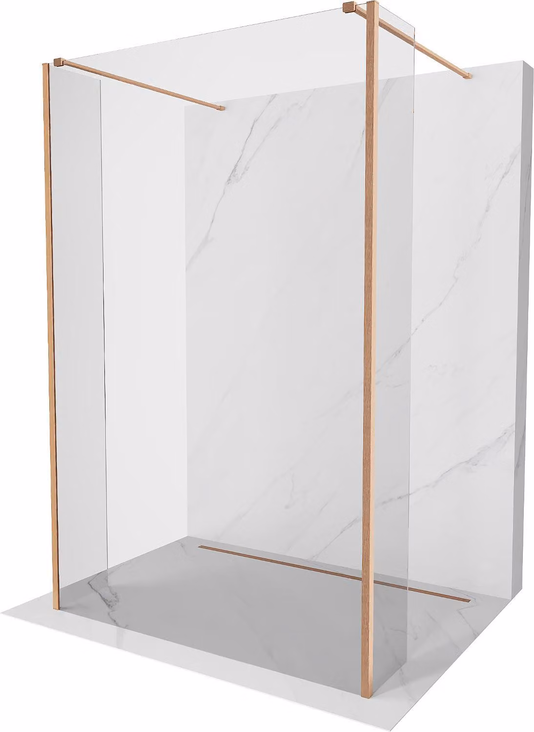 Mexen Kioto parete doccia autoportante 135 x 30 x 30 cm, trasparente, rame spazzolato - 800-135-030-222-65-00-030