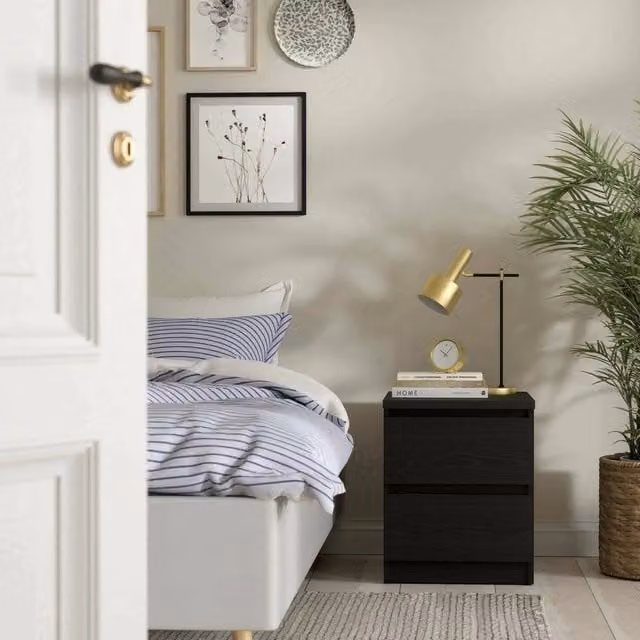 Comodino moderno DMORA colore nero opaco L/P/H: 40,2 x 49,5 x 40,2 cm