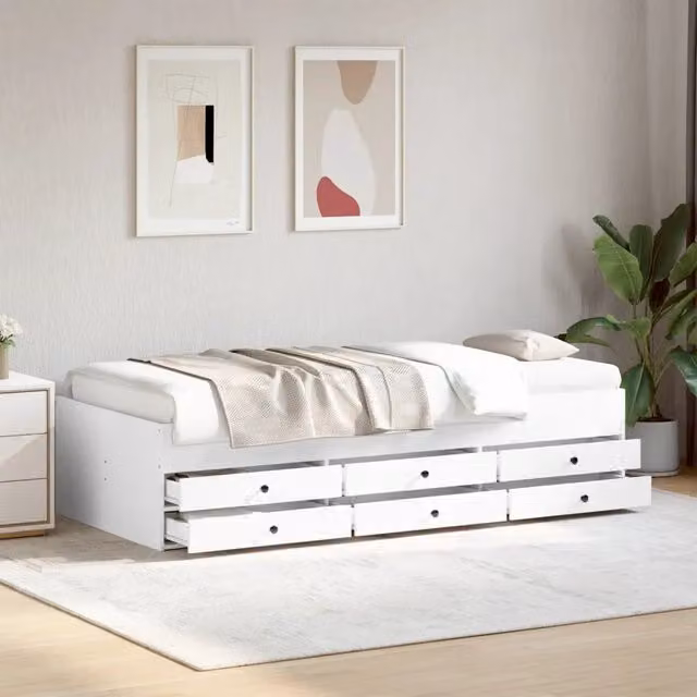Divano Letto con Cassetti vidaXL Bianco L/P/H: 90 x 190 cm – 1