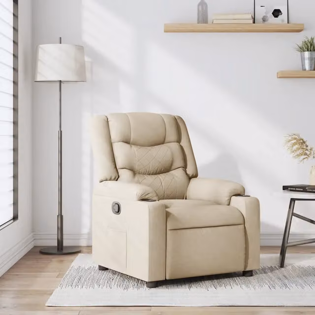 Poltrona Reclinabile Relax vidaXL in Tessuto Beige con Braccioli e Regolazione Manuale