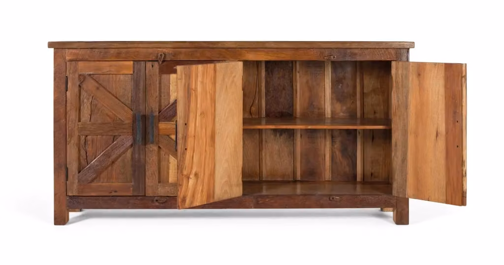 Credenza rustica Giner Y Colomer in legno e metallo marrone opaco per sala da pranzo – 2