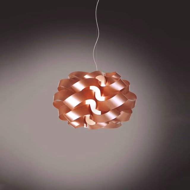 Lampada a sospensione moderna Cloud Linea Zero Polilux in rame e metallo cromo, 1 luce E27, Diametro: 50 cm