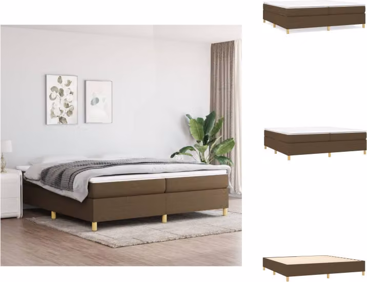 vidaXL Letto a molle con materasso in tessuto marrone scuro 200x200 cm - Letti e strutture letto
