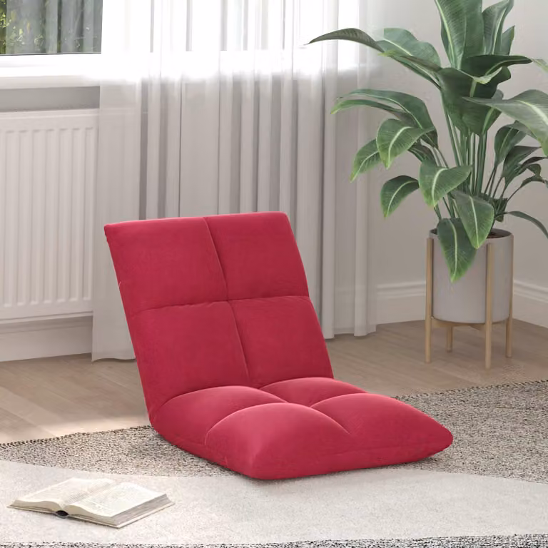 Sedia a pavimento regolabile vidaXL in velluto rosso vino con struttura in metallo