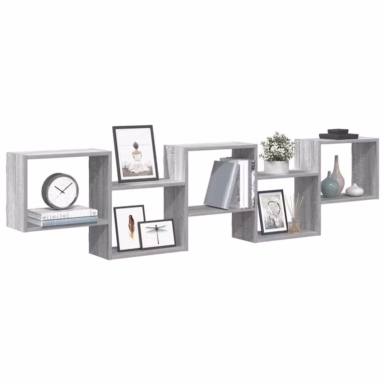 vidaXL Mensola a Cubo da Parete con 5 Scomparti in MDF Grigio Moderno