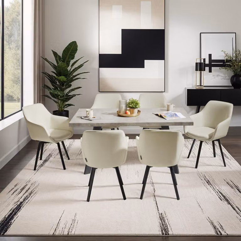 Set di 4 poltrone girevoli Alicon TecTake GmbH, colore beige, con braccioli e base in metallo e legno, L/P/H: 59 x 57 x 88 cm