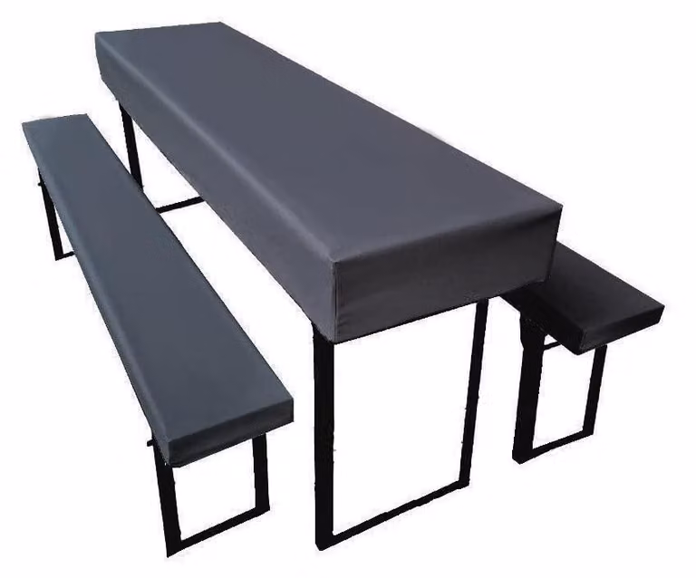 Omgoods - Set di tende per birra (set da 3) con tovaglia e 2 cuscini pieghevoli per birra, 170 x 46 cm, colore antracite