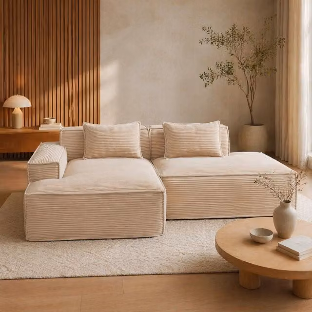 Divano imbottito 235 cm in poliestere khaki con molle insacchettate HOMVRA