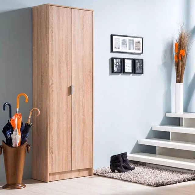 Scarpiera DMORA Delizia con 6 ripiani, Marrone Rovere, L: 60 cm, P: 33 cm, H: 191.5 cm