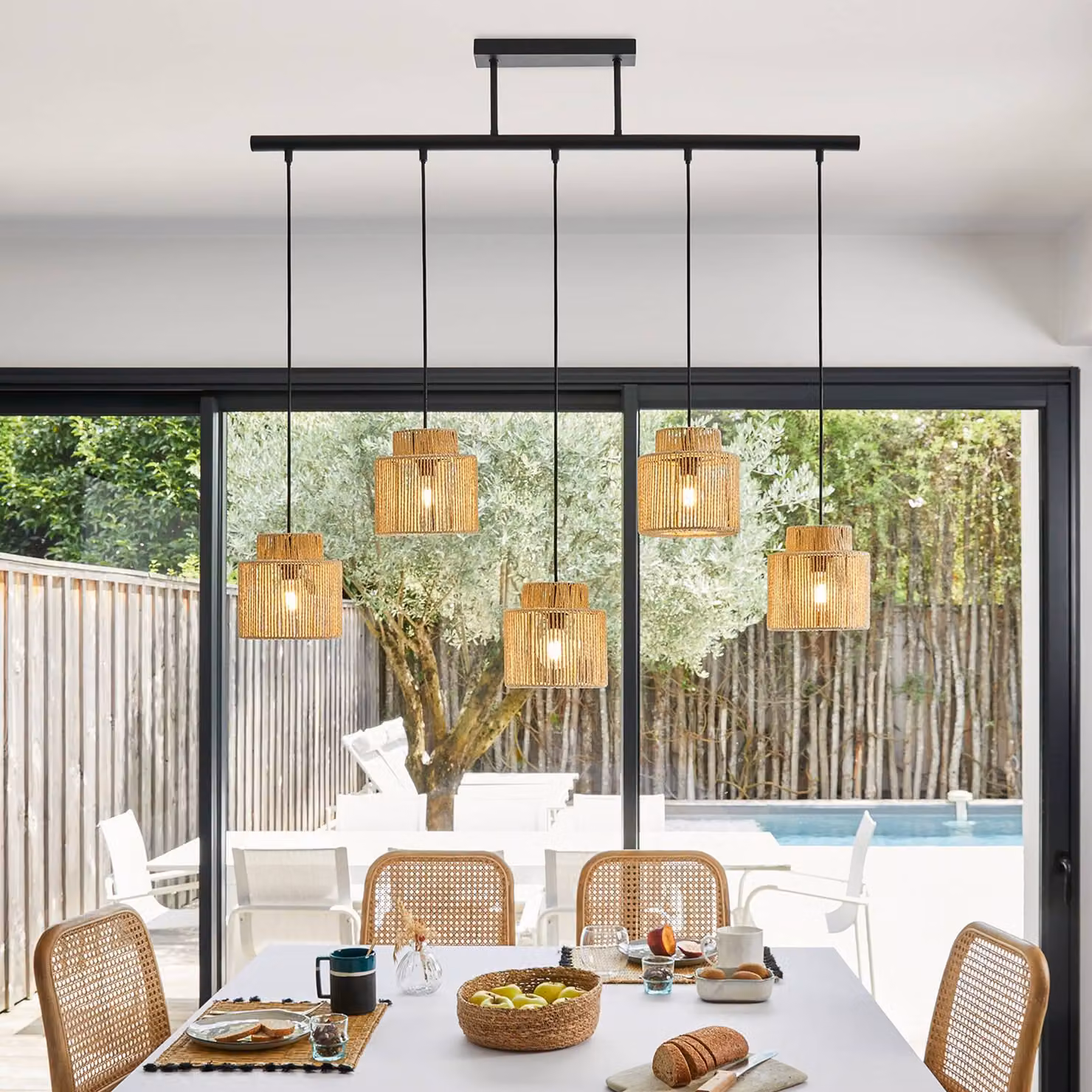 COREP Lampada a sospensione Cancun, dimmerabile, Crema / Ambra, Soggiorno / Sala da pranzo, Carta / Lunolit / Lunopal, Lampada a sospensione