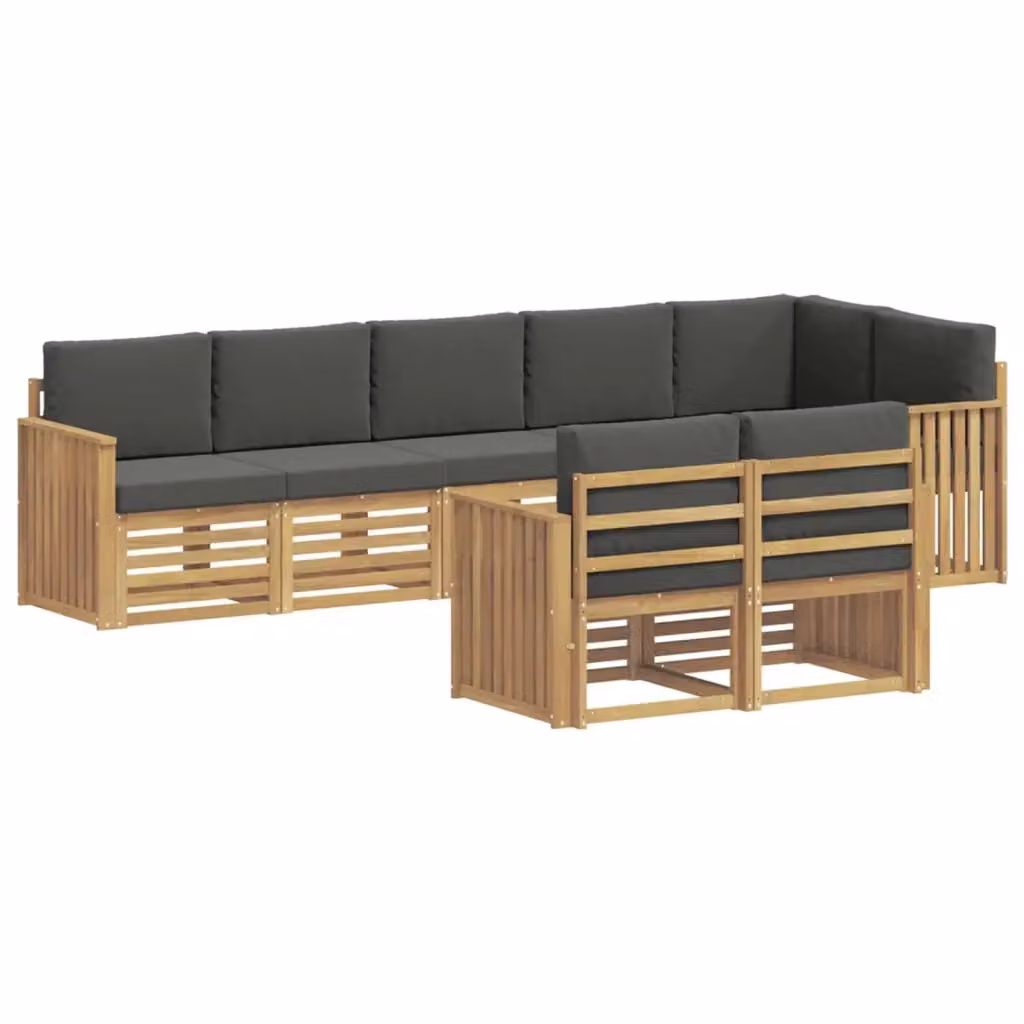 Set di divani da esterno vidaXL 8 pz in legno di acacia con cuscini Bianco e Antracite – 2