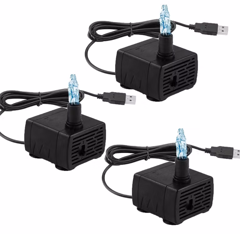 3 pompe sommergibili USB mini, portata 180 litri/ora, piccola pompa dell'acqua regolabile