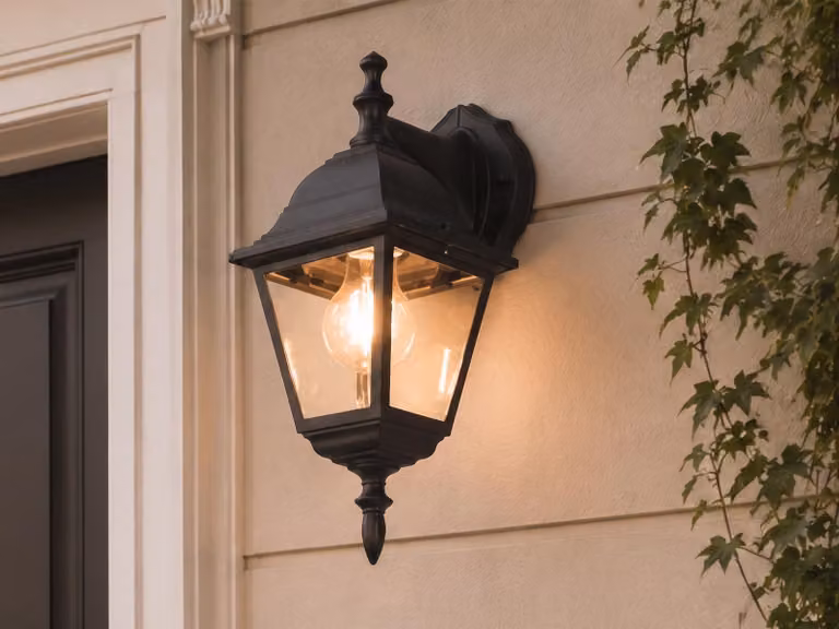 Lampada da parete LED per esterni, lanterna da parete in stile retrò, illuminazione per facciate, parete della casa, 34 cm