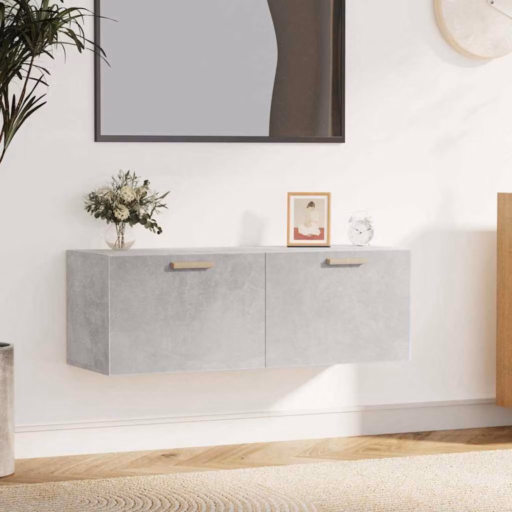 Pensile Mobile vidaXL Grigio Cemento in Legno Multistrato e MDF, L 100 x P 36,5 x H 35 cm