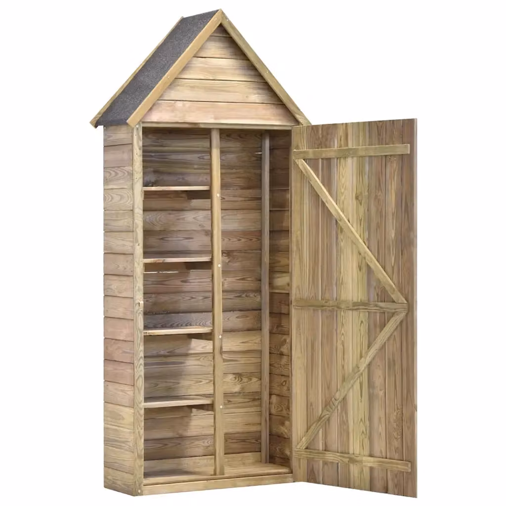Armadio alto Videx in legno marrone con porta singola e scaffalature L: 69,5 cm, P: 32 cm, H: 178 cm – 2