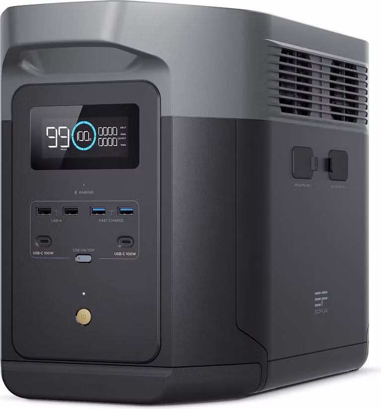 Centrale elettrica portatile EcoFlow DELTA 2 Max 2048Wh, espandibile da 2 a 6 kWh, batteria LFP con 3000 cicli, 80% di carica